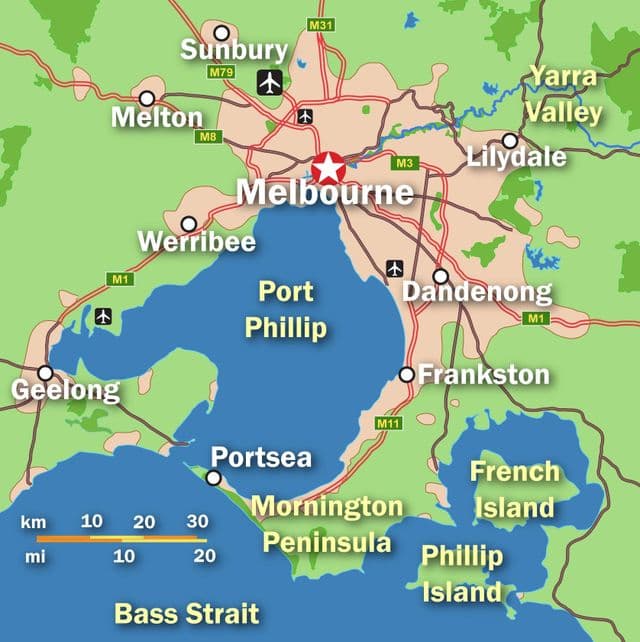 Melbourne stadsplattegrond