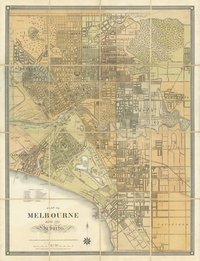 Melbourne historische kaart